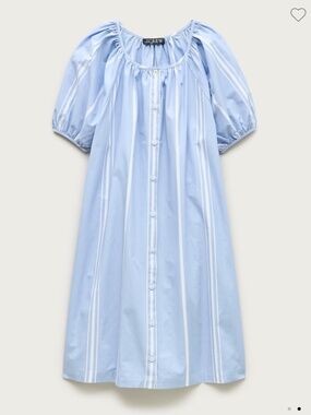 J Crew Puff-sleeve popover dress in striped cotton poplin XL